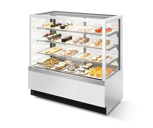 Витрина кондитерская Chilz VETE KUB LUX 130 белый глянец/шлифованная нержавейка