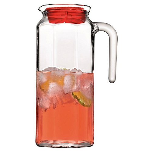 Кувшин 1 л. d=92, h=250 мм с красной крышкой Кошем Б /6/