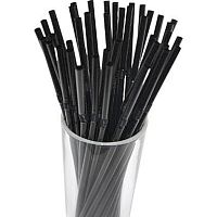 Трубочки коктейльные 0,5*21 см. 1000 шт/уп. гофрированные черные в ПВХ коробе /1/8/
