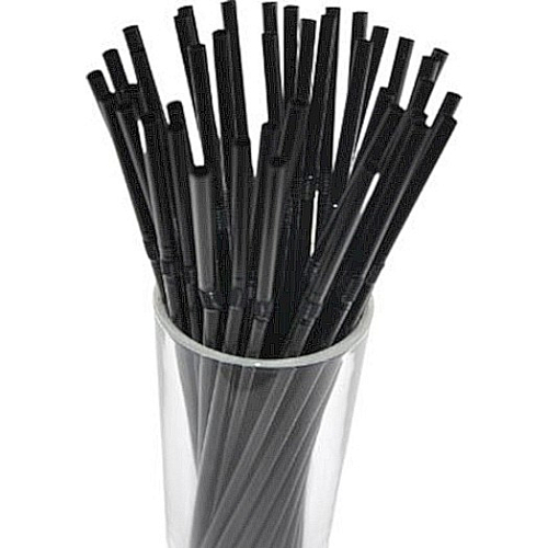Трубочки коктейльные 0,5*21 см. 1000 шт/уп. гофрированные черные в ПВХ коробе /1/8/