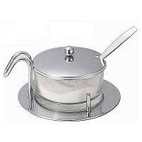 Сахарница/пармезанница нерж+ стекло с ложкой /1/12/48/