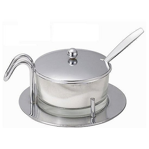 Сахарница/пармезанница нерж+ стекло с ложкой /1/12/48/