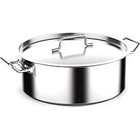 Кастрюля 18 л. нерж. d=40 см. h=15 см. низкая, тройное дно с крышкой (индукция) MGSteel /1/