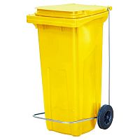 Бак для мусора 120 л. 55*45*96 см. желтый, с крышкой на колёсах с педалью /1/