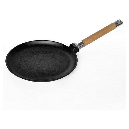 Сковорода для блинов d=22 см. h=1,7 см. чугунная со съем деревянной ручкой /1/