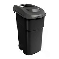 Бак для мусора 90 л. 53*49,5*85 см. черный, с крышкой на колёсах /1/2/