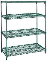 Стеллаж VX-S 610х610х1895/4 "Zinc Plating underneath with Green Anti-bacterial Epoxy Coating"