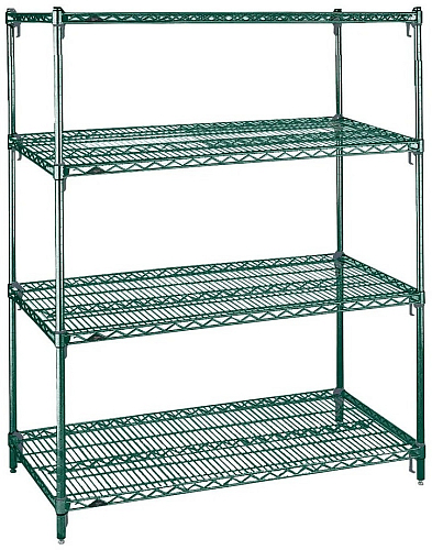 Стеллаж VX-S 457х914х1895/4 "Zinc Plating underneath with Green Anti-bacterial Epoxy Coating"