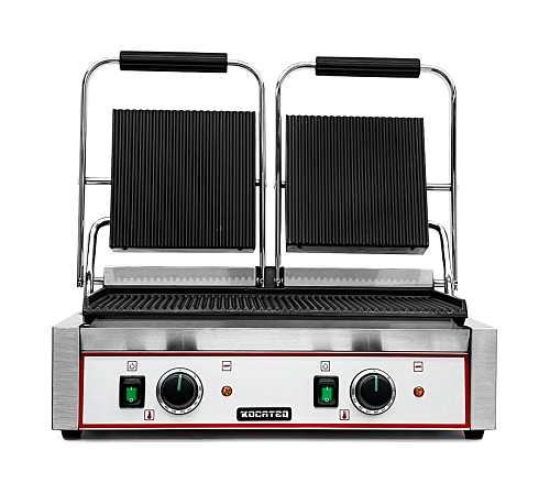 Гриль пресс Kocateq GH 813A GL двухсекционный с верхними и нижней ребристыми пластинами