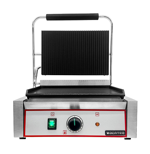 Гриль пресс Kocateq GH 811EC GL односекционный с верхней ребристой, нижней плоской пластиной