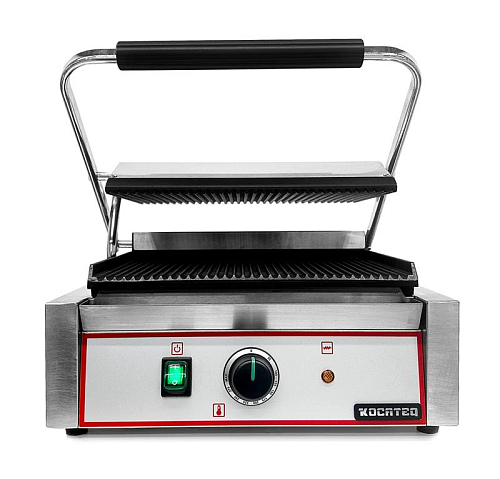 Гриль пресс Kocateq GH 811EA GL односекционный с верхней и нижней ребристой пластиной