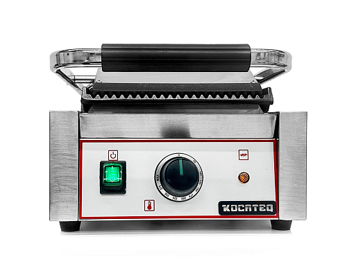 Гриль пресс Kocateq GH 811A GL односекционный с верхней и нижней ребристой пластиной
