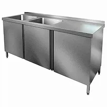 Стол с распашными дверцами и моечной ванной HICOLD НСЗ2М-18/6БЛ
