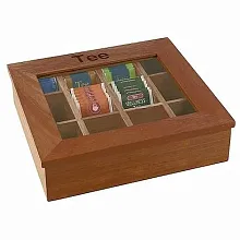 Контейнер для пакетиков чая 12 отд. 31*28*9 см. дерево, коричневая APS