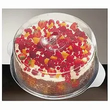 Блюдо для торта d=30 см. нерж. с 2-мя крышками h=7 см, h=11 см APS /1/