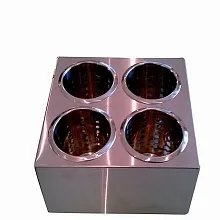 Емкость для столовых приборов 4 стакана нерж. квадрат /1/