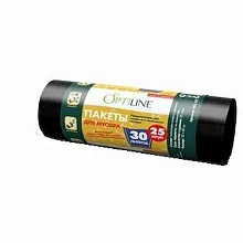 Мешок для мусора 30л (25шт.) 50*60 см. 10 мкм черный "OptiLine" (23-1809)/1/1750/