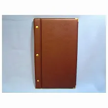 Папка-карта вин 32,5*18,5см 2-х стор.кож.зам. корич. съемные файлы