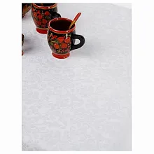 Скатерть 145*250 см. белая мелкий цветок /3/