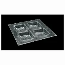 Тарелка квадратная 300*300 мм. 4-х секционная прозрачное стекло 3D /1/