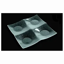 Тарелка квадратная 200*200 мм. прозрачное стекло 3D /1/