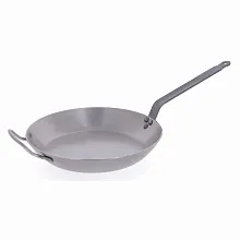 Сковорода d=40 см. белая сталь с 2 ручками Carbone Steel Plus (индукция) De Buyer /1/3/