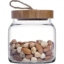 Банка для сыпучих продуктов 575 мл. с дерев. крышк. Вуди Б /1/6/