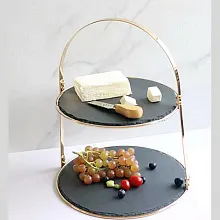 Этажерка 2-х ярусная d=32/34,5 см. h=35 см. черная, сланец MG /1/