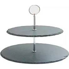 Этажерка 2-х ярусная d=22/25 см. h=23 см. черная, сланец MG /1/