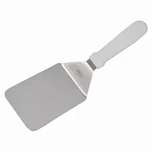 Лопатка 37 см. изогнутая рабочая часть 20*8 см. нерж. широкая с пластик. ручкой, белая MGsteel /1/