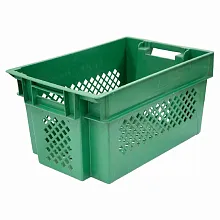 Ящик 600*400*300 мм. для овощей конусный перфорированный, зеленый /1/92/
