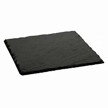 Блюдо для подачи квадратное 20*20 см. h=0,9 см. черное, сланец MGprof /1/