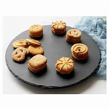 Блюдо для подачи круглое d=30 см. h=2,4 см. вращающееся черное, сланец MGprof /1/