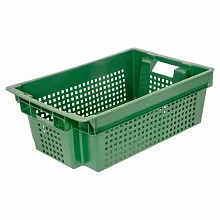 Ящик 600*400*200 мм. для овощей конусный перфорированный дно сплошное, зеленый /1/140/