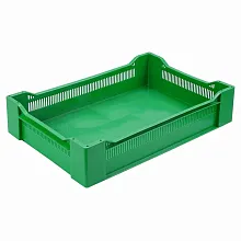 Ящик 600*400*135 мм. ягодный прямой перфорир, дно сплошное, зеленый /1/72/