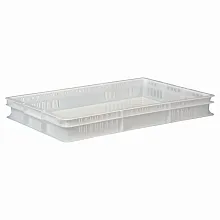 Контейнер для теста 600*400* 75 мм. перфорированный сплошное дно, морозостойкий, белый /1/128/
