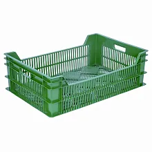 Ящик 600*400*190 мм. для фруктов прямой перфорированный зеленый /1/48/