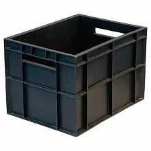 Ящик 400*300*280 мм. для молочной продукции прямой сплошной, черный /1/96/
