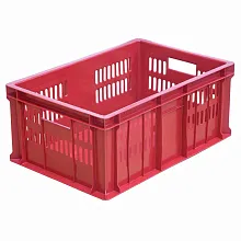 Ящик 600*400*250 мм. колбасный прямой перфорированный дно сплошное, красный (201-1) /1/36/