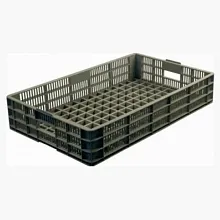 Ящик 740*465*145 мм. для хлеба, прямой перфорированный , серый /1/72/