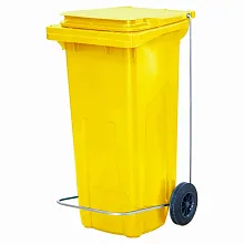 Бак для мусора 120 л. 55*45*96 см. желтый, с крышкой на колёсах с педалью /1/