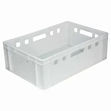 Ящик 600*400*200 мм. для мяса Е2 прямой сплошной, морозостойкий, белый (крышка 49164) /1/48/