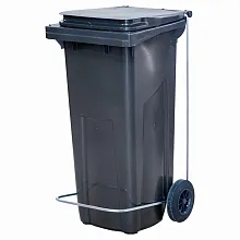 Бак для мусора 120 л. 55*45*96 см. серый, с крышкой на колёсах с педалью /1/