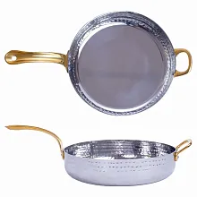 Сковорода порционная d=18,5 см. h=4,5 см. нерж. глубокая с 2 ручками латунь MGsteel /1/36/