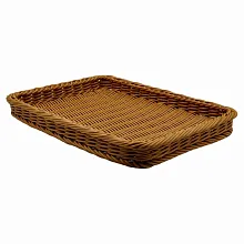 Корзина для хлеба прямоугольная 40*30*4 см. коричневая полиротанг /1/