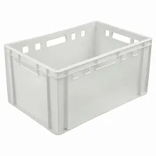 Ящик 600*400*300 мм. для мяса Е3 прямой сплошной, морозостойкий, белый (крышка 49164) /1/28/