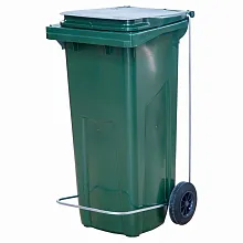 Бак для мусора 120 л. 55*45*96 см. зеленый, с крышкой на колёсах с педалью /1/