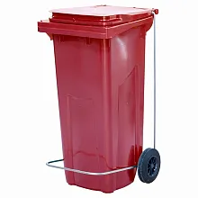 Бак для мусора 120 л. 55*45*96 см. красный, с крышкой на колёсах с педалью /1/