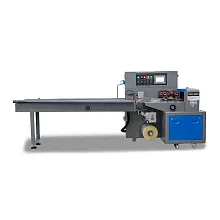 Горизонтальная упаковочная машина Hualian Machinery DXDZ-250XD (3 servo, лент. 150 мм, рег.форм., min bag L 65, H 40, 2-х позиц.нож)