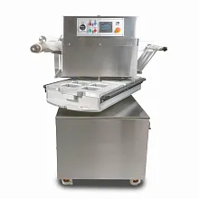 Полуавтоматический запайщик лотков ротационного типа Hualian Machinery HVT-450R (нерж.СКИН) (4 лотка,187*137*120)
